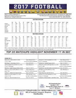 Top 20 Matchups Highlight November 11 in Sec