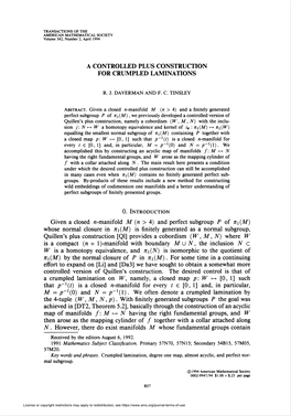 A Controlled Plus Constructionfor Crumpled Laminations 817