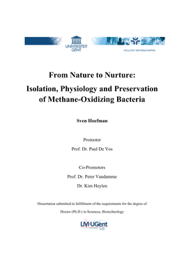 Isolation, Physiology and Preservation of Methane-Oxidizing Bacteria