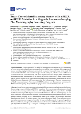 Breast Cancer Mortality Among Women with a BRCA1 Or BRCA2 Mutation in a Magnetic Resonance Imaging Plus Mammography Screening Program