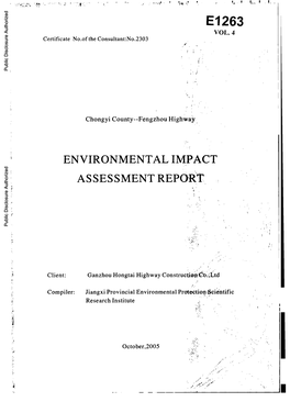 ENVIRONMENTAL IMPACT ASSESSMENT REPORT Public Disclosure Authorized