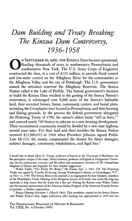 Kinzua Dam Controversy, 1936-1958