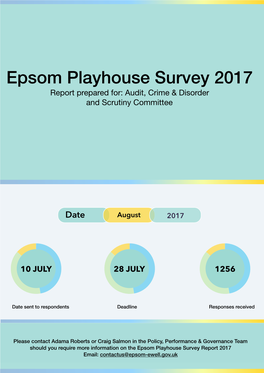 Epsom Playhouse Survey Report 2017 Email: Contactus@Epsom-Ewell.Gov.Uk Table of Contents