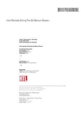 «Iiro Rantala String Trio & Marius Neset»