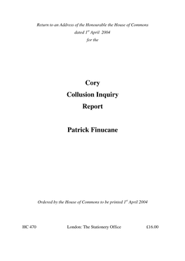 Cory Collusion Inquiry Report Patrick Finucane