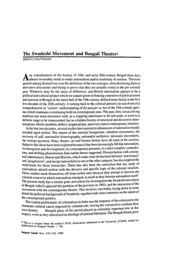 The Swadeshi Movement and Bengali Theatre- MINOT! CHAITERJEE