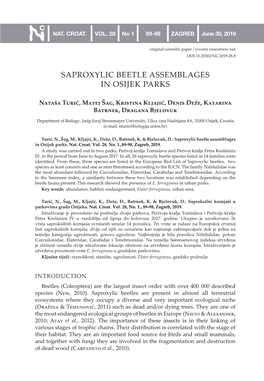 Saproxylic Beetle Assemblages in Osijek Parks