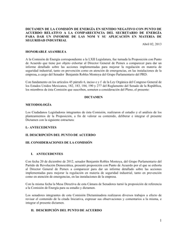 Dictamen De La Comisión De Energía En Sentido Negativo