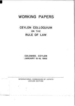 Sri Lanka-Ceylon Colloquium Rule of Law-Conference Report-Working