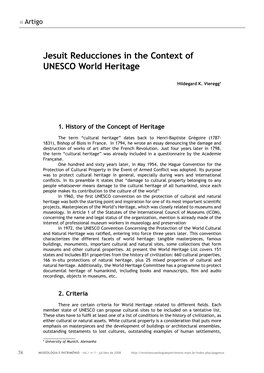 Jesuit Reducciones in the Context of UNESCO World Heritage