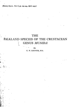 The Falkland Species of the Crustacean { Genus Munida X