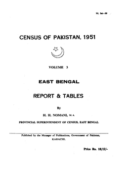 East Bengal, Report & Tables, Vol-3, Pakistan