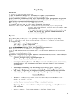 Weight Training Introduction 1) You Have 206 Bones in the Adult Human