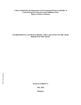 A Thesis Submitted to the Central European University, Department