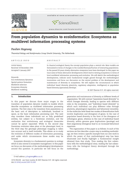 From Population Dynamics to Ecoinformatics: Ecosystems As Multilevel Information Processing Systems