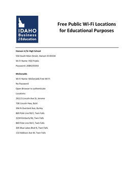 Free Public Wi-Fi Locations for Educational Purposes