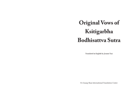 Original Vows of Ksitigarbha Bodhisattva Sutra