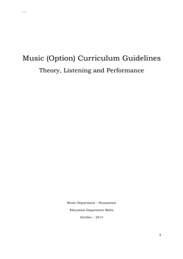 Curriculum Guidelines Theory, Listening and Performance