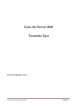 Carta Dei Servizi 2020 Trenitalia Tper