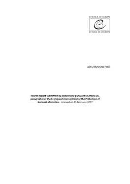 003 Fourth Report Submitted by Switzerland Pursuant to Article 25, Paragraph 2 of the Framework Convention for T