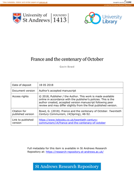 France and the Centenary of October