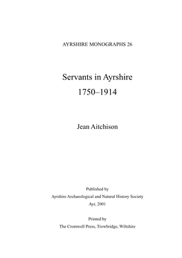 A Study of the Servant Class in South Ayrshire