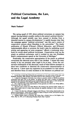 Political Correctness, the Law, and the Legal Academy