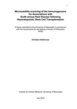 Microsatellite Scanning of the Immunogenome for Associations with Graft-Versus-Host Disease Following Haematopoietic Stem Cell Transplantation