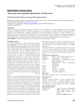 Artocarpus Heterophyllus (Jackfruit): an Overview