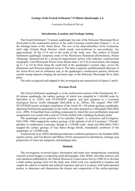 Geology of the French Settlement 7.5-Minute Quadrangle, LA