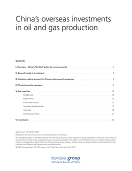 China's Overseas Investments in Oil and Gas Production