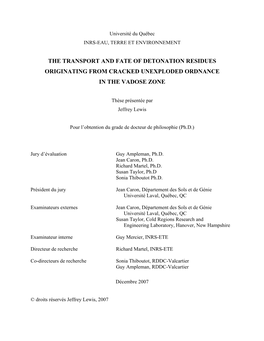 The Transport and Fate of Detonation Residues Originating from Cracked Unexploded Ordnance in the Vadose Zone