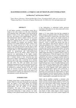 Io-Jupiter System: a Unique Case of Moon-Planet Interaction