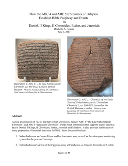 How the ABC 4 and ABC 5 Chronicles of Babylon Establish Bible Prophesy and Events in Daniel, II Kings, II Chronicles, Esther, and Jeremiah