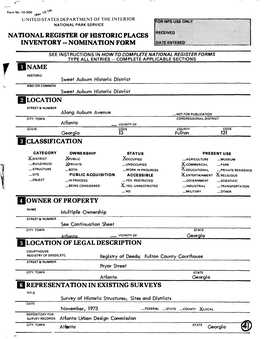 National Register of Historic Places Inventory -- Nomination Form