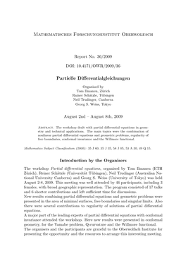 Mathematisches Forschungsinstitut Oberwolfach Partielle