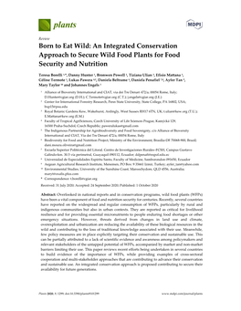 An Integrated Conservation Approach to Secure Wild Food Plants for Food Security and Nutrition