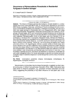 Occurrence of Hymenopteran Parasitoids in Residential Turfgrass in Central Georgia1