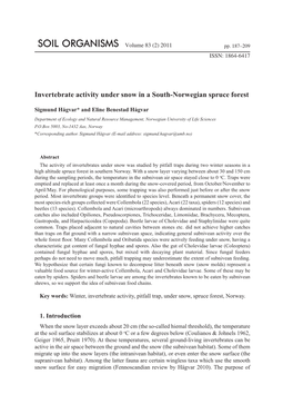 Invertebrate Activity Under Snow in a South-Norwegian Spruce Forest