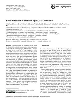 Freshwater Flux to Sermilik Fjord, SE Greenland