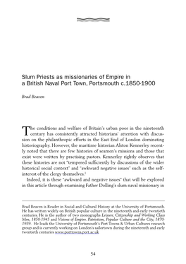 Slum Priests As Missionaries of Empire in a British Naval Port Town, Portsmouth C.1850-1900