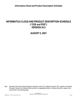 Informatica Cloud and Product Description Schedule