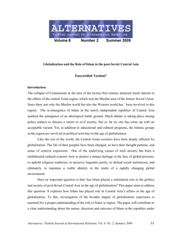 53 Globalization and the Role of Islam in the Post-Soviet Central Asia