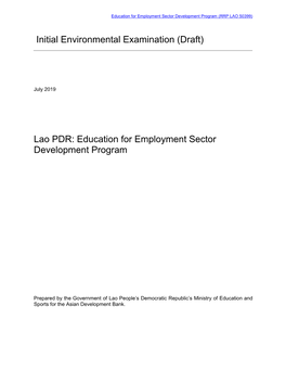50399-003: Education for Employment Sector Development Program