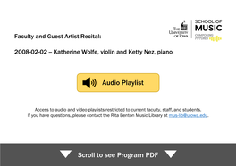 Katherine Wolfe, Violin and Ketty Nez, Piano