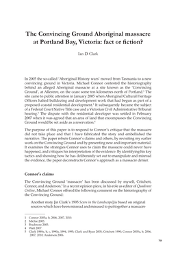 The Convincing Ground Aboriginal Massacre at Portland Bay, Victoria: Fact Or Fiction?