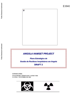 Angola Hamset Project – Plano Estratégico De Gestão De Resíduos Hospitalares