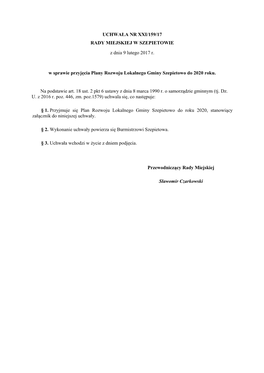 Załącznik Nr 1 Do Uchwały Nr XXI/159/17 Rady Miejskiej Szepietowa Z Dnia 9 Lutego 2017 R