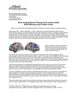 Brain Imaging Shows Playing Tetris Leads to Both Brain Efficiency and Thicker Cortex