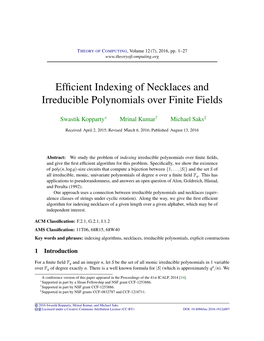 Efficient Indexing of Necklaces and Irreducible Polynomials Over Finite